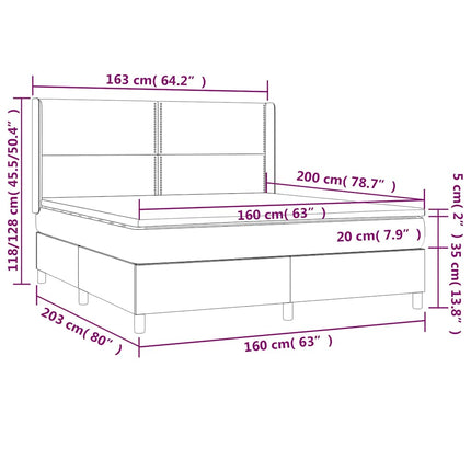 kontinentalseng med madras 160x200 cm stof sort