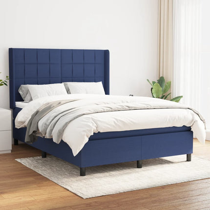 kontinentalseng med madras 140x190 cm stof blå