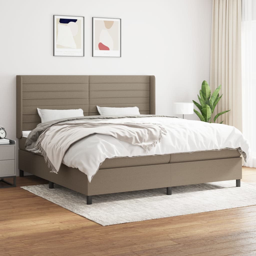 kontinentalseng med madras 200x200 cm stof gråbrun