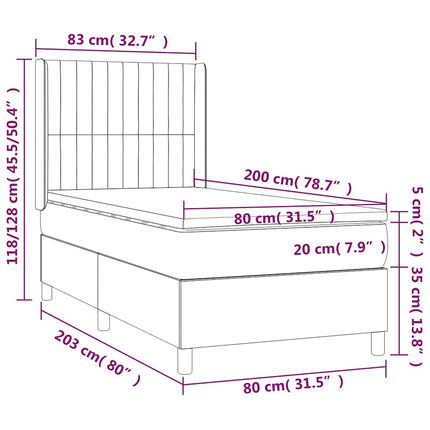 kontinentalseng med madras 80x200 cm stof cremefarvet