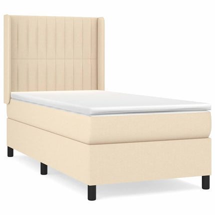 kontinentalseng med madras 90x190 cm stof cremefarvet