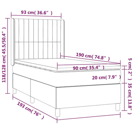 kontinentalseng med madras 90x190 cm stof cremefarvet