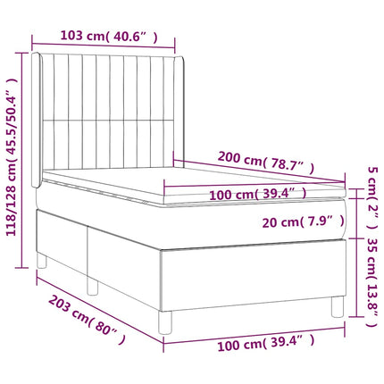 kontinentalseng med madras 100x200 cm stof sort