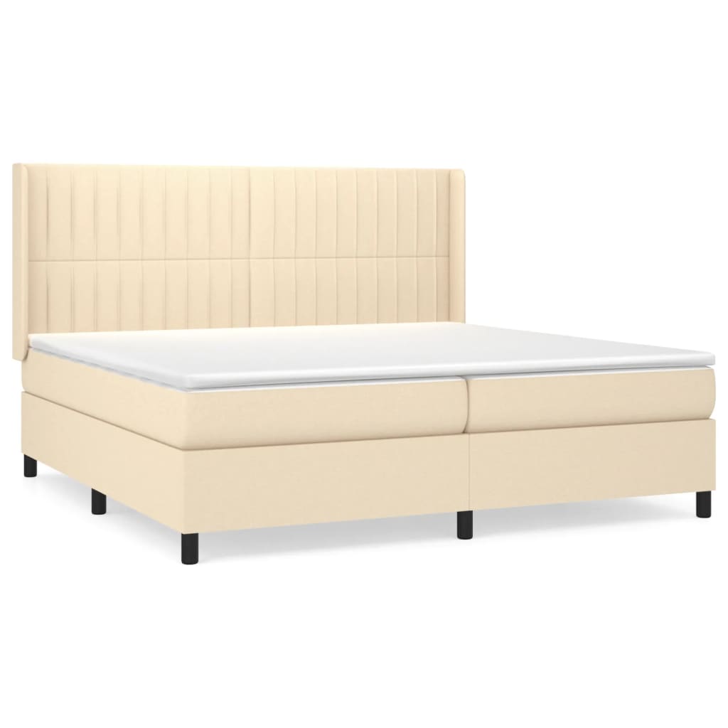 kontinentalseng med madras 200x200 cm stof cremefarvet