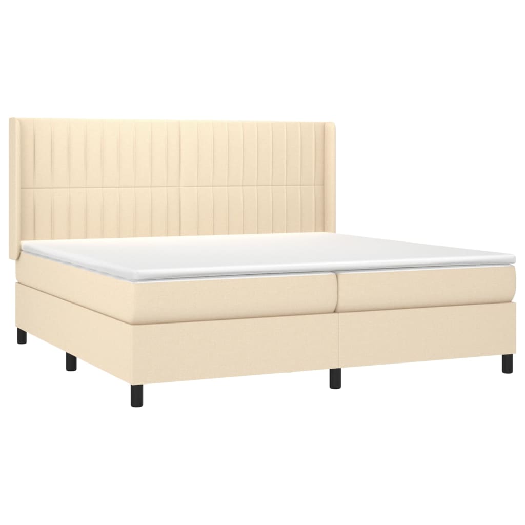 kontinentalseng med madras 200x200 cm stof cremefarvet