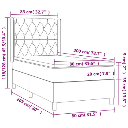 kontinentalseng med madras 80x200 cm stof cremefarvet