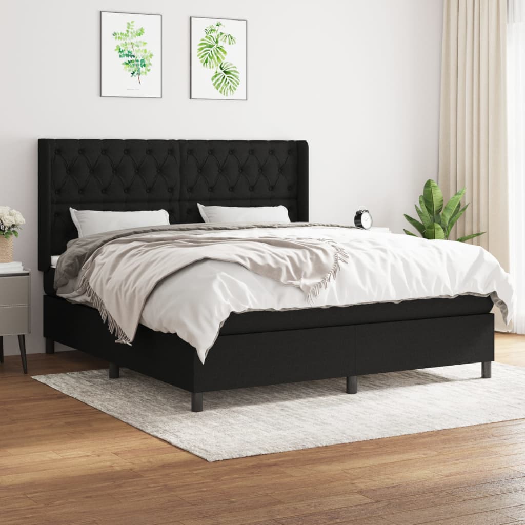 kontinentalseng med madras 160x200 cm stof sort