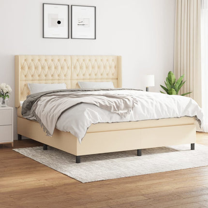 kontinentalseng med madras 180x200 cm stof cremefarvet