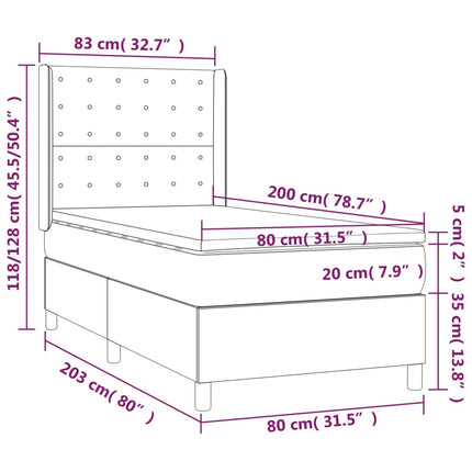 kontinentalseng med madras 80x200 cm stof cremefarvet