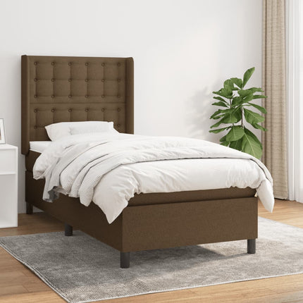 kontinentalseng med madras 90x190 cm stof mørkebrun