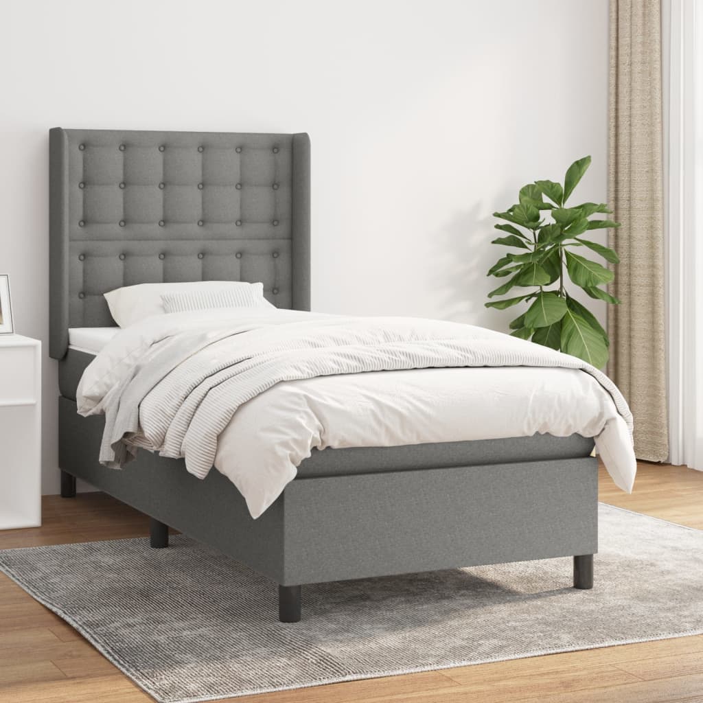 kontinentalseng med madras 90x200 cm stof mørkegrå