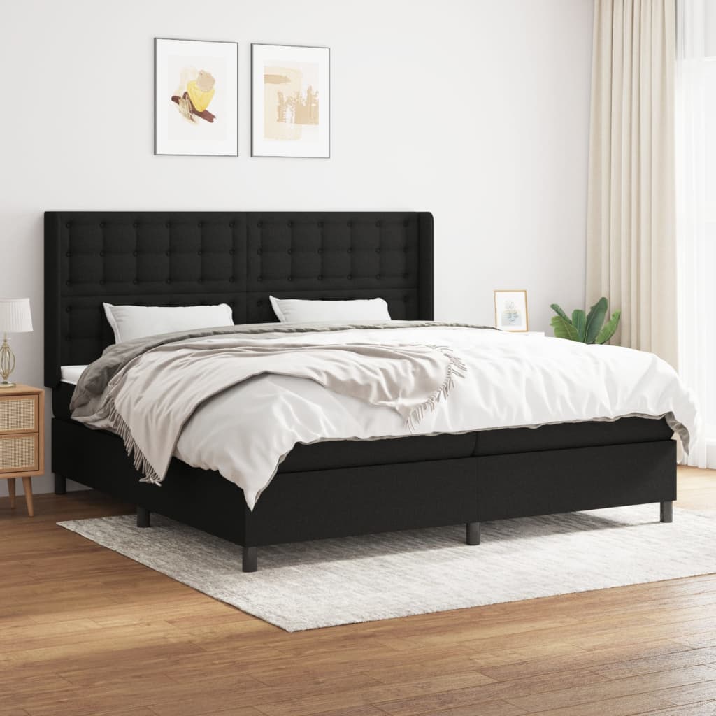 kontinentalseng med madras 200x200 cm stof sort