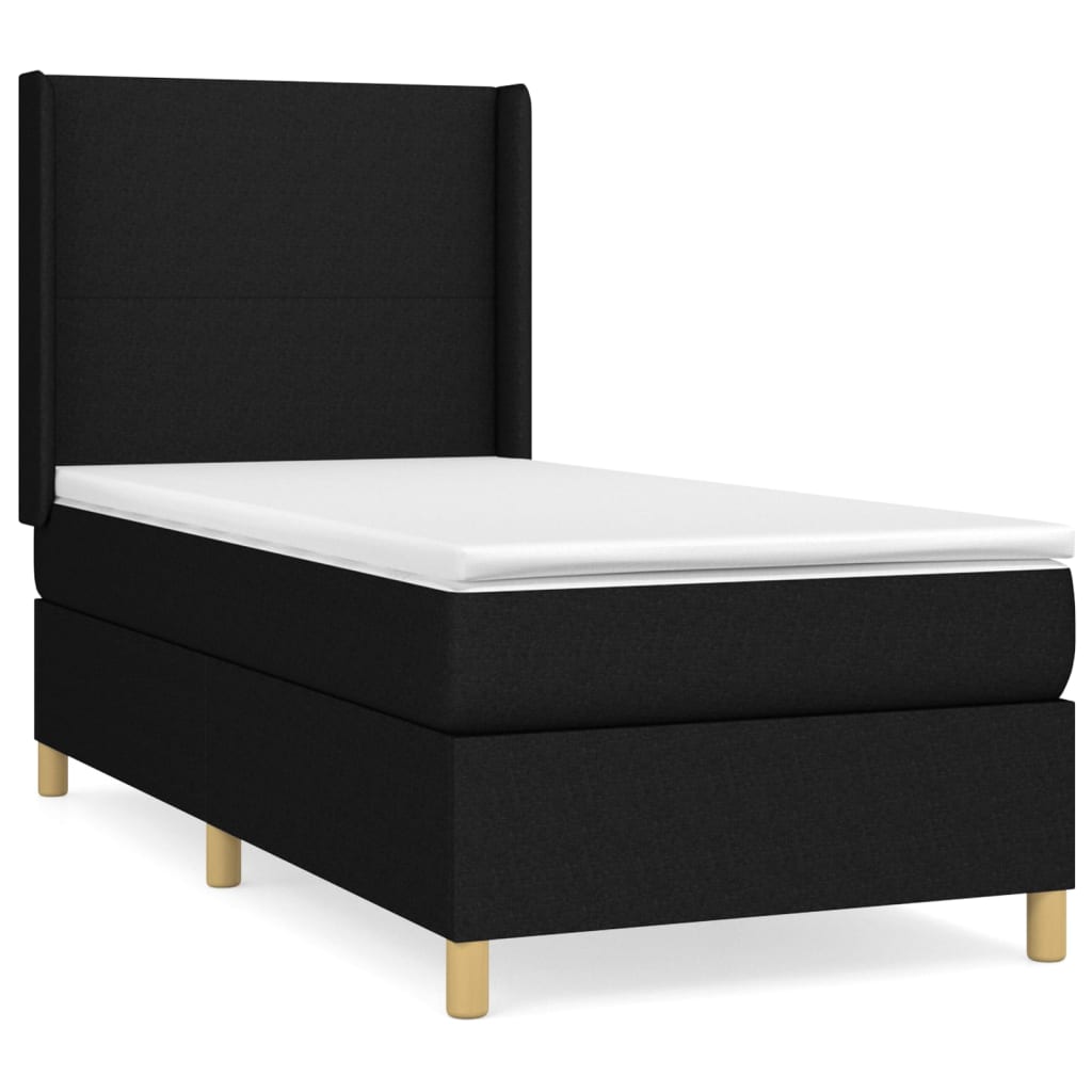kontinentalseng med madras 90x190 cm stof sort