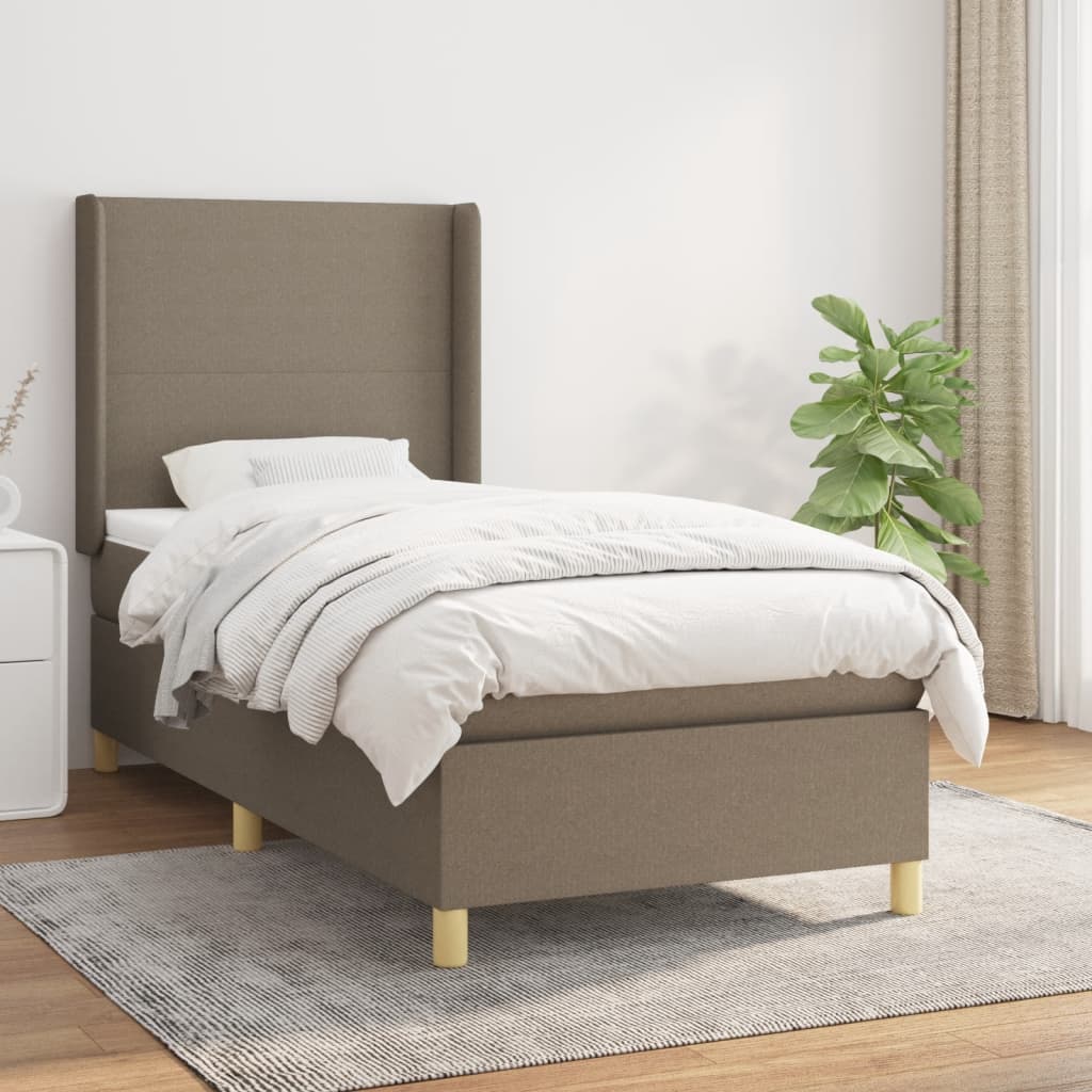 kontinentalseng med madras 90x190 cm stof gråbrun