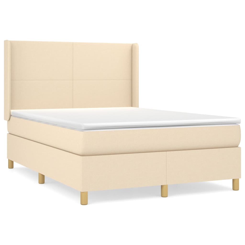 kontinentalseng med madras 140x190 cm stof cremefarvet