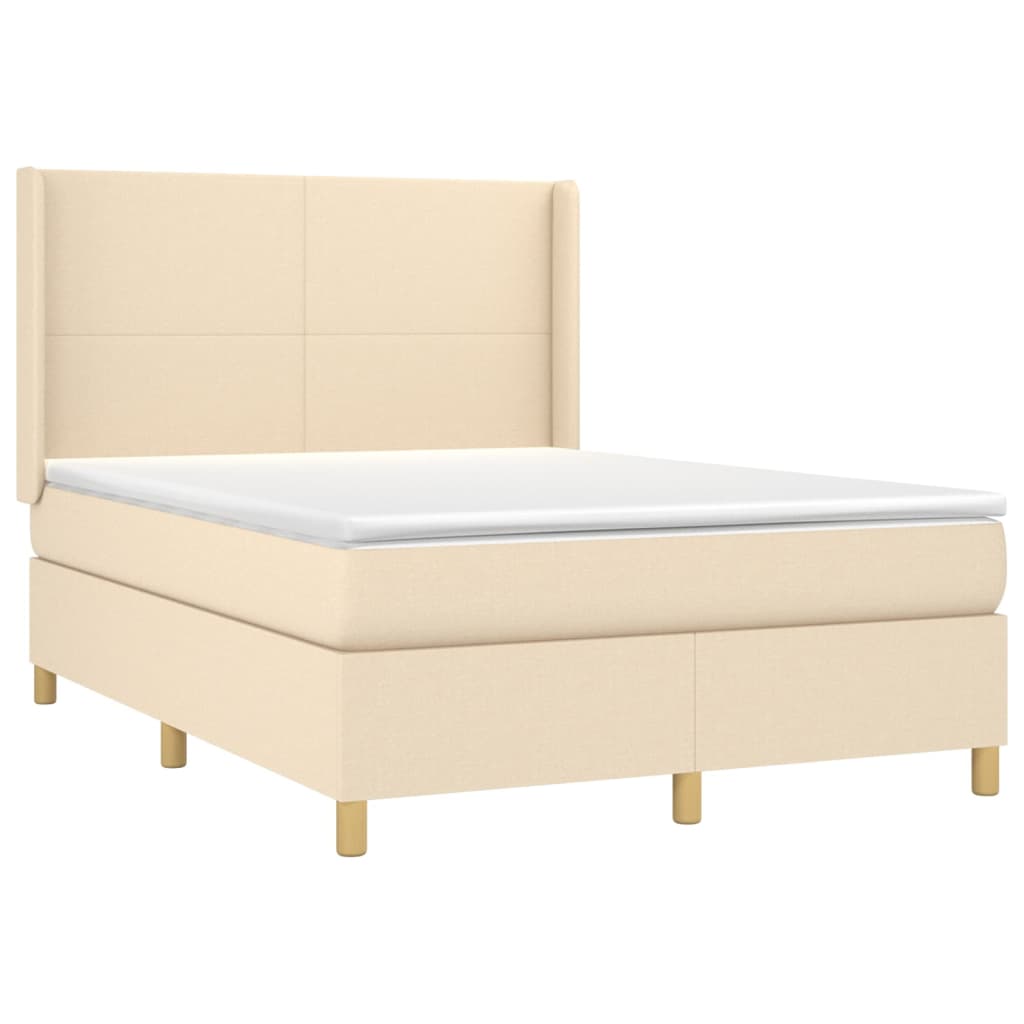 kontinentalseng med madras 140x190 cm stof cremefarvet