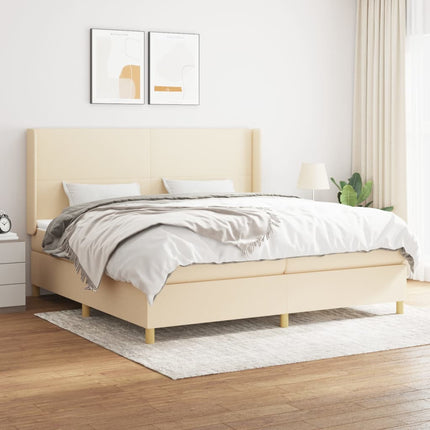 kontinentalseng med madras 200x200 cm stof cremefarvet