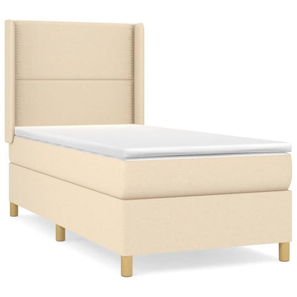 kontinentalseng med madras 90x190 cm stof cremefarvet