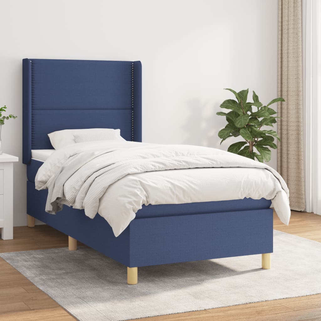 kontinentalseng med madras 90x190 cm stof blå