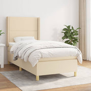 kontinentalseng med madras 100x200 cm stof cremefarvet