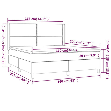 kontinentalseng med madras 160x200 cm stof sort