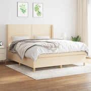 kontinentalseng med madras 180x200 cm stof cremefarvet