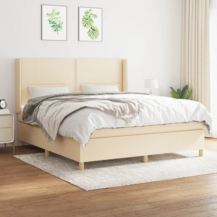 kontinentalseng med madras 180x200 cm stof cremefarvet
