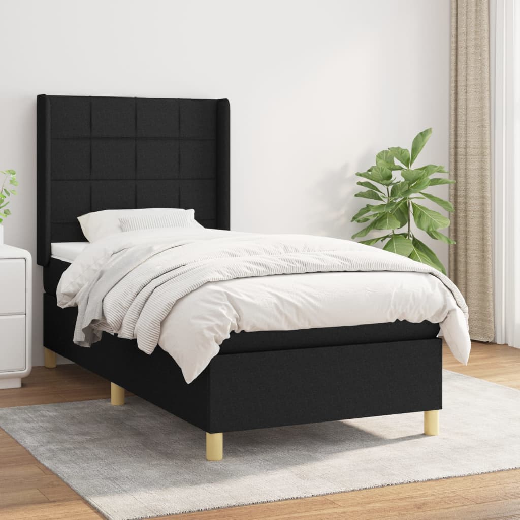 kontinentalseng med madras 90x200 cm stof sort