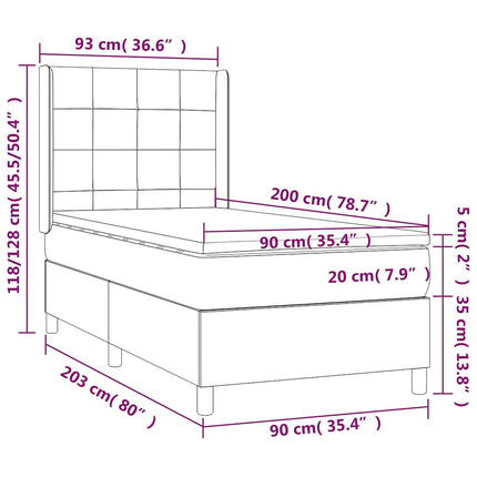kontinentalseng med madras 90x200 cm stof cremefarvet