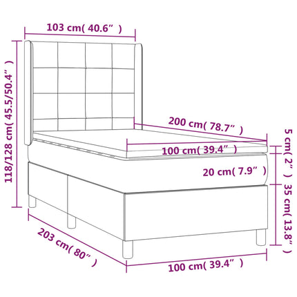 kontinentalseng med madras 100x200 cm stof mørkegrå