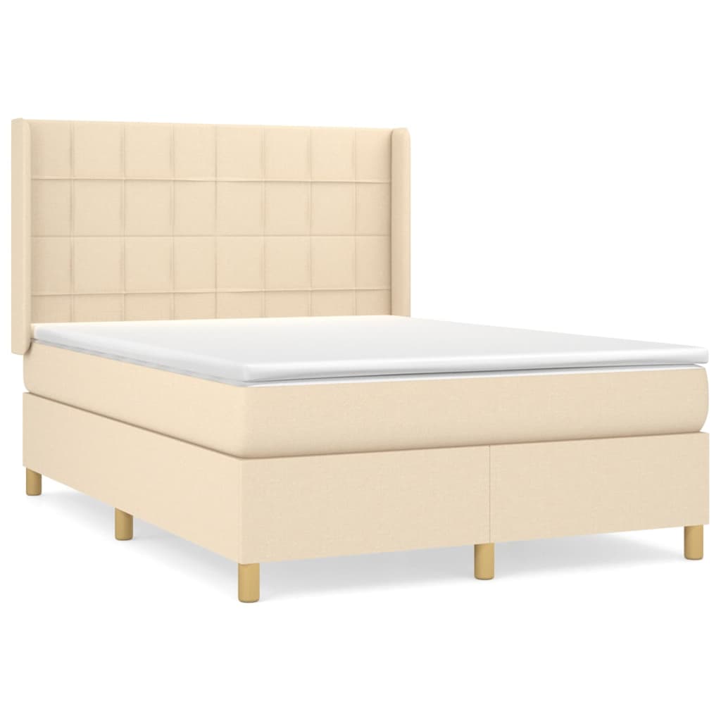 kontinentalseng med madras 140x190 cm stof cremefarvet