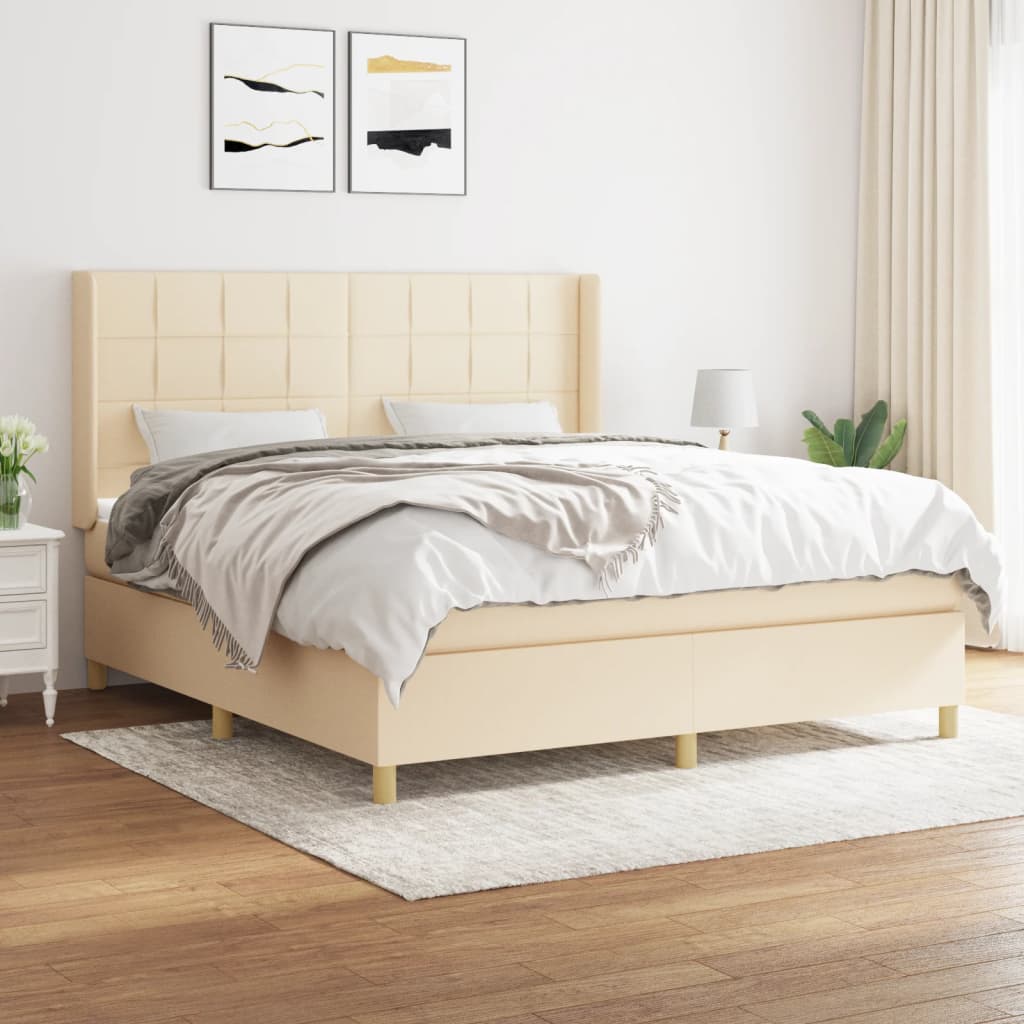kontinentalseng med madras 180x200 cm stof cremefarvet