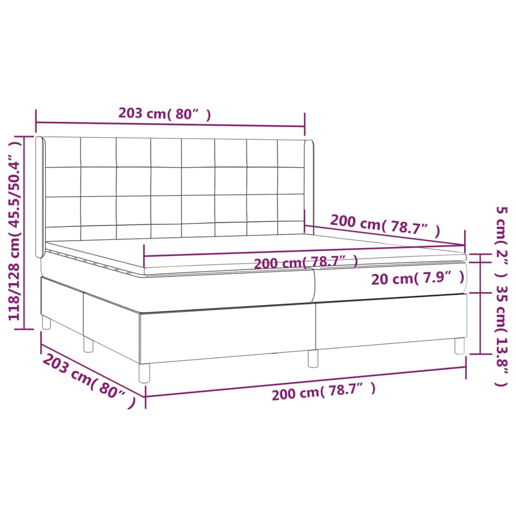 kontinentalseng med madras 200x200 cm stof cremefarvet