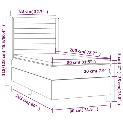 kontinentalseng 80x200 cm stof lysegrå