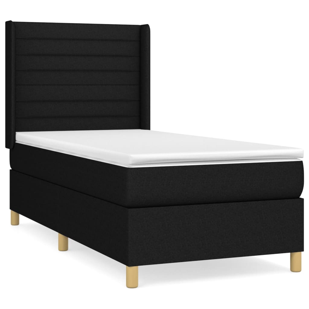 kontinentalseng med madras 90x190 cm stof sort