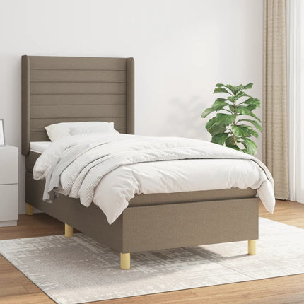 kontinentalseng med madras 90x190 cm stof gråbrun