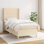 kontinentalseng med madras 90x190 cm stof cremefarvet