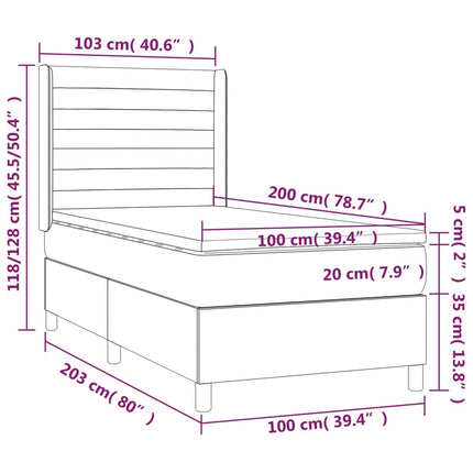 kontinentalseng med madras 100x200 cm stof cremefarvet
