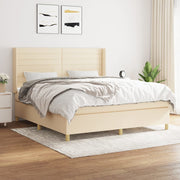 kontinentalseng med madras 160x200 cm stof cremefarvet