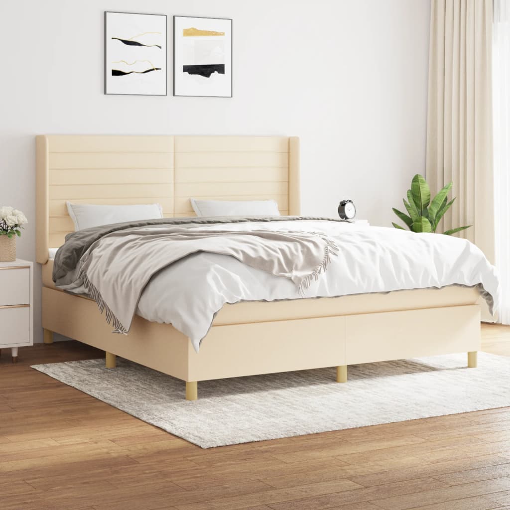 kontinentalseng med madras 180x200 cm stof cremefarvet