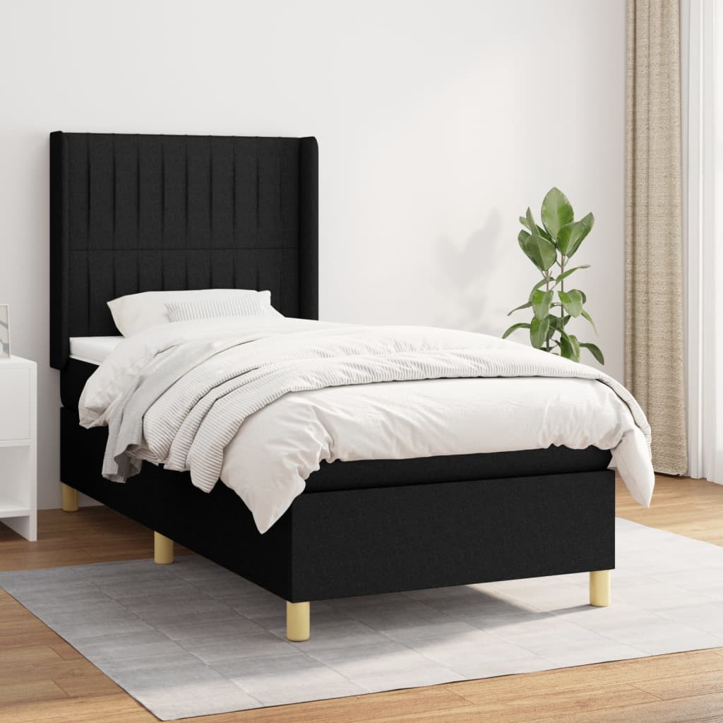 kontinentalseng med madras 80x200 cm stof sort