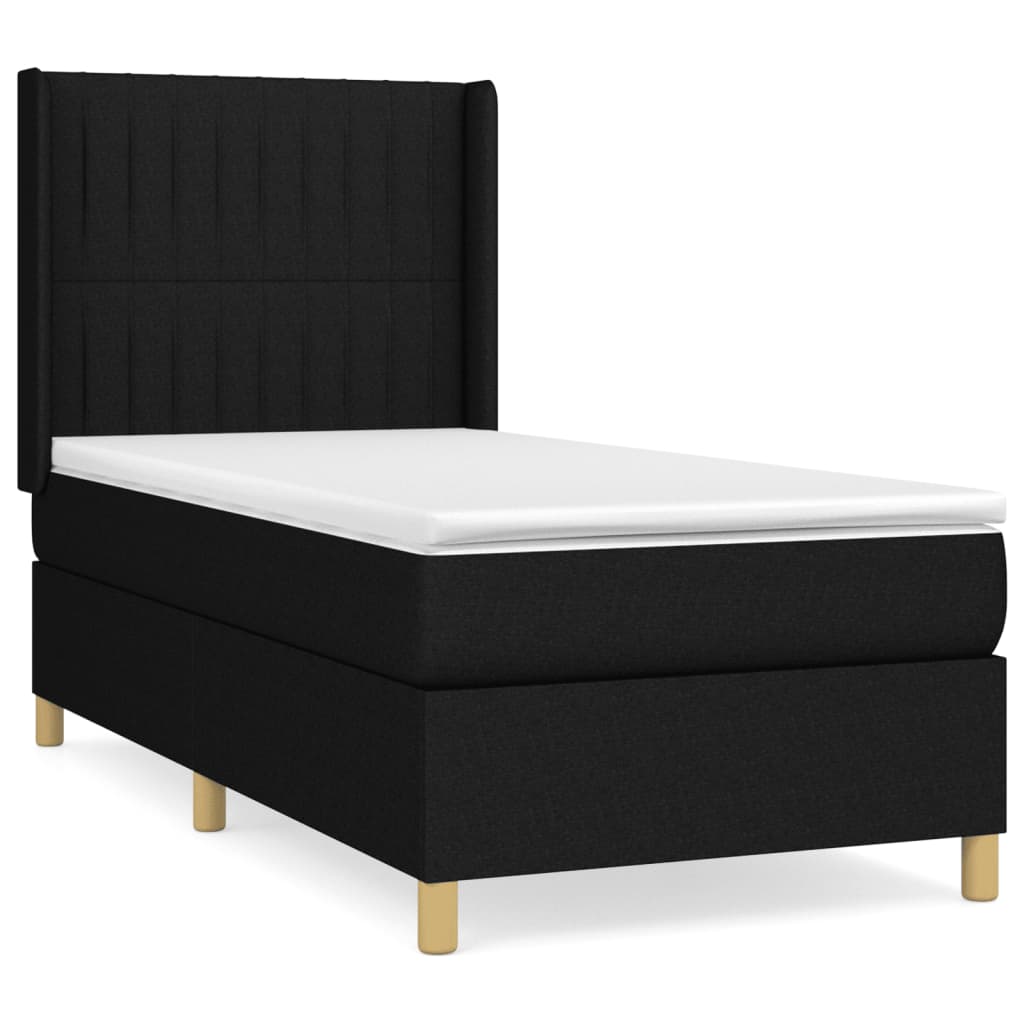 kontinentalseng med madras 90x200 cm stof sort