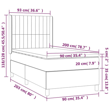 kontinentalseng med madras 90x200 cm stof cremefarvet
