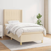 kontinentalseng med madras 90x200 cm stof cremefarvet