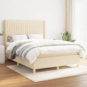 kontinentalseng med madras 140x190 cm stof cremefarvet