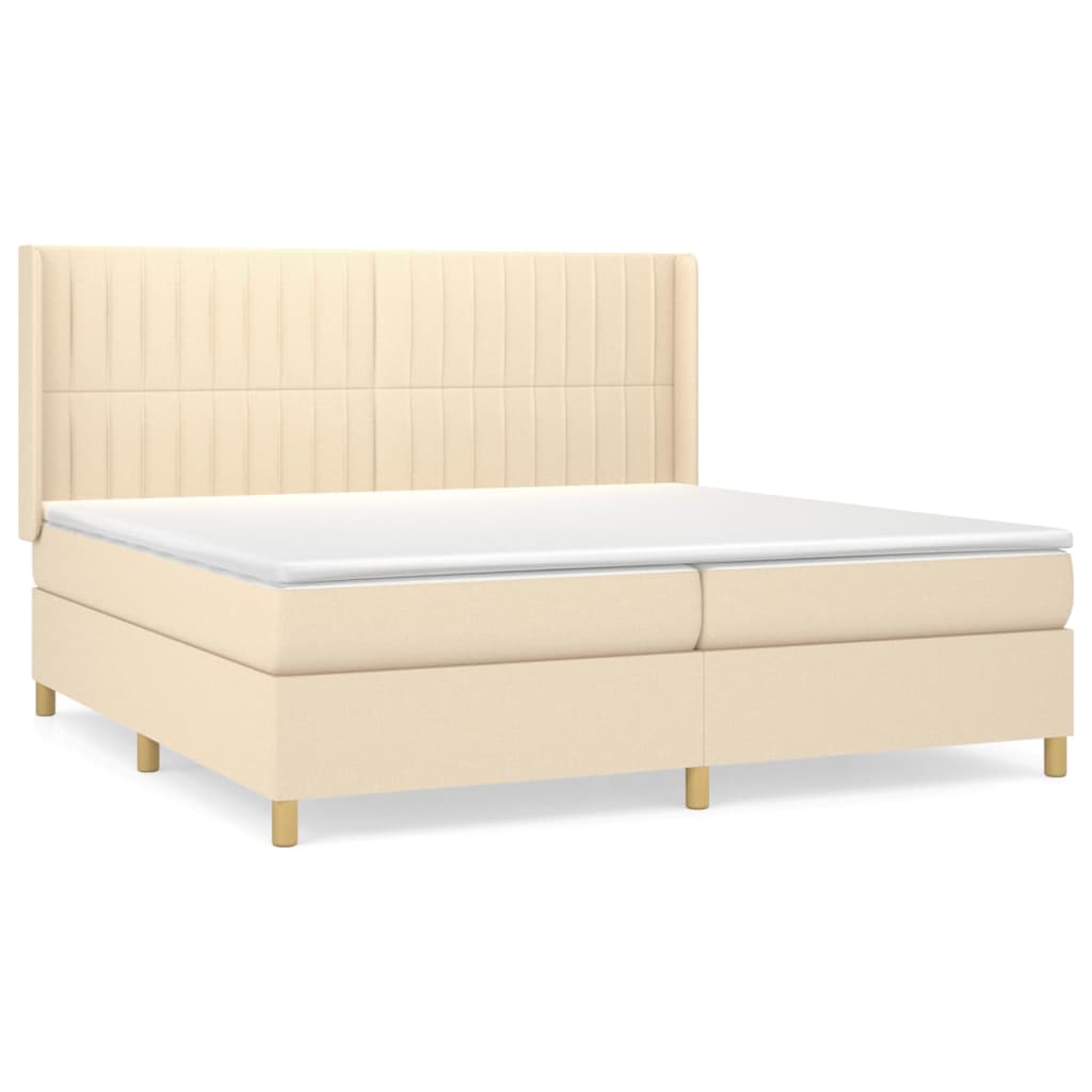 kontinentalseng med madras 200x200 cm stof cremefarvet