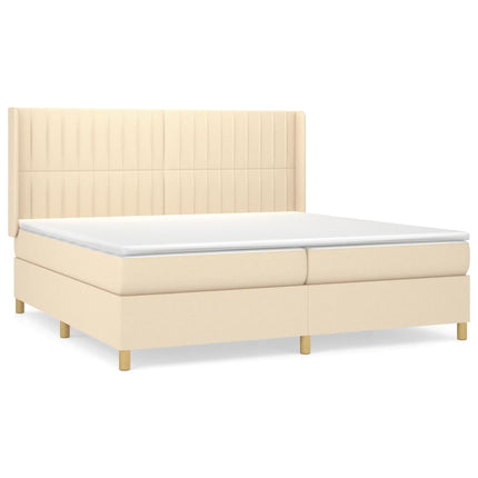 kontinentalseng med madras 200x200 cm stof cremefarvet