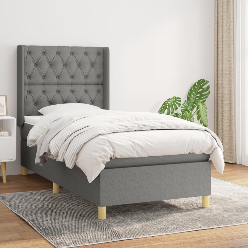kontinentalseng med madras 80x200 cm stof mørkegrå