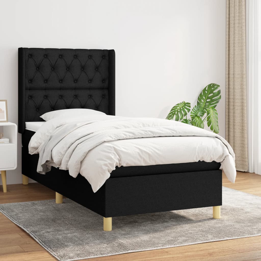 kontinentalseng med madras 80x200 cm stof sort