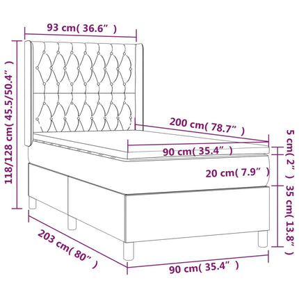 kontinentalseng med madras 90x200 cm stof blå